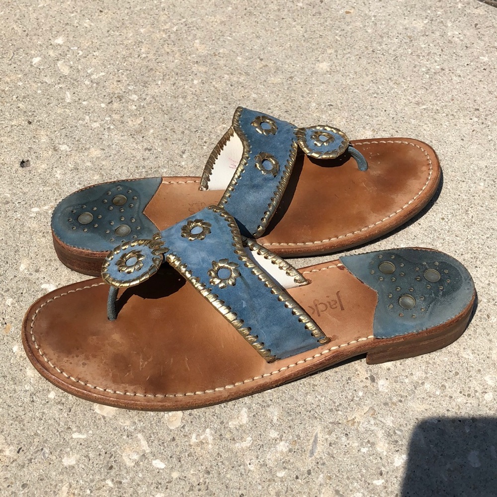 Jack Rogers Sandals * Blue and Gold * Size 8
